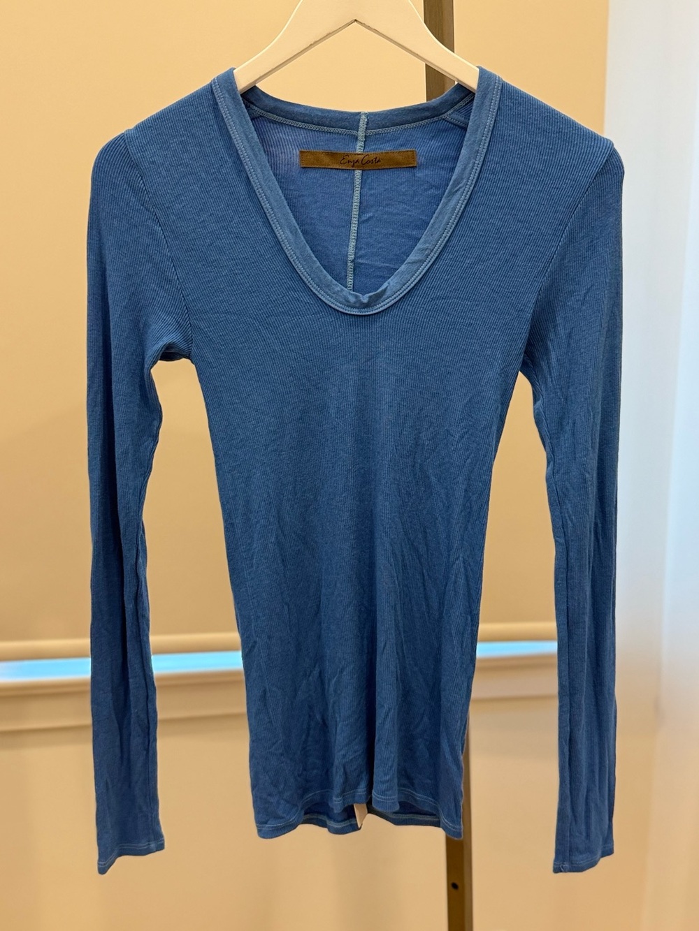 Enza Costa Knit L/S Fitted U - Tranquil Blue